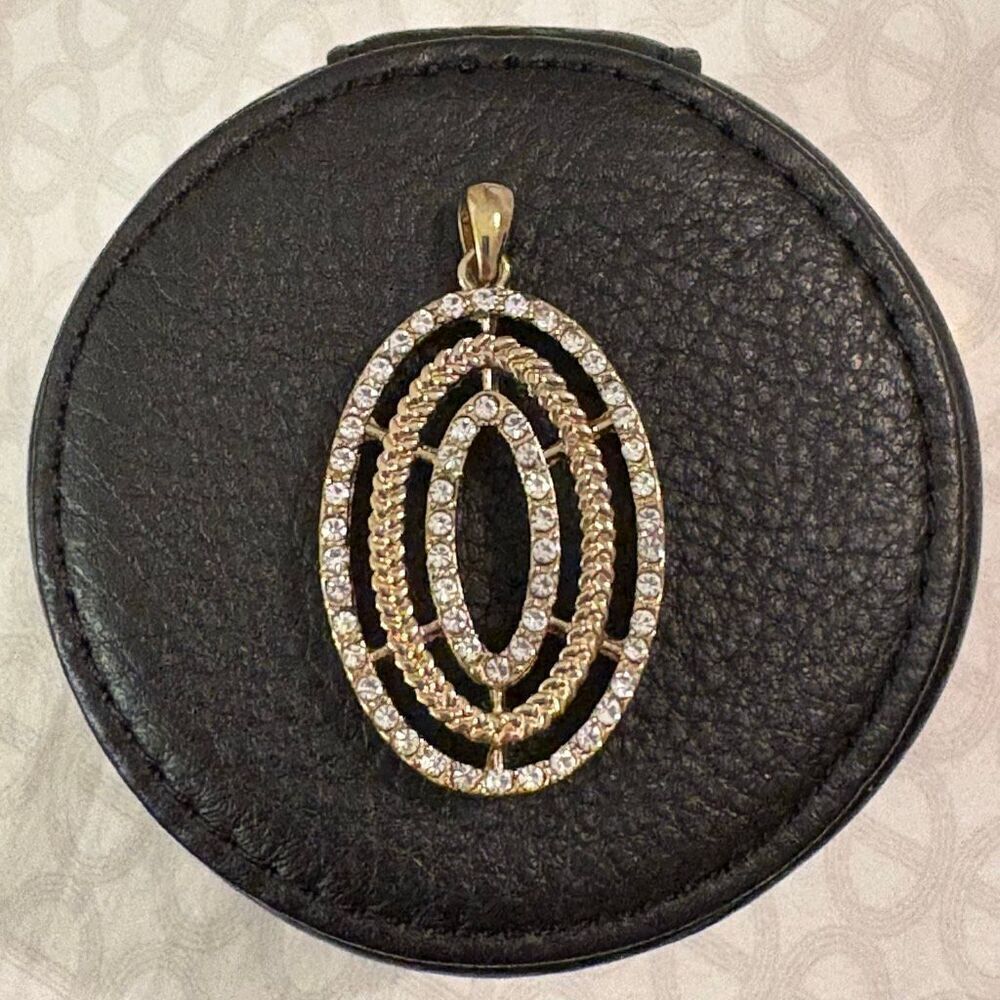 Gold Tone and Crystal Oval Pendant